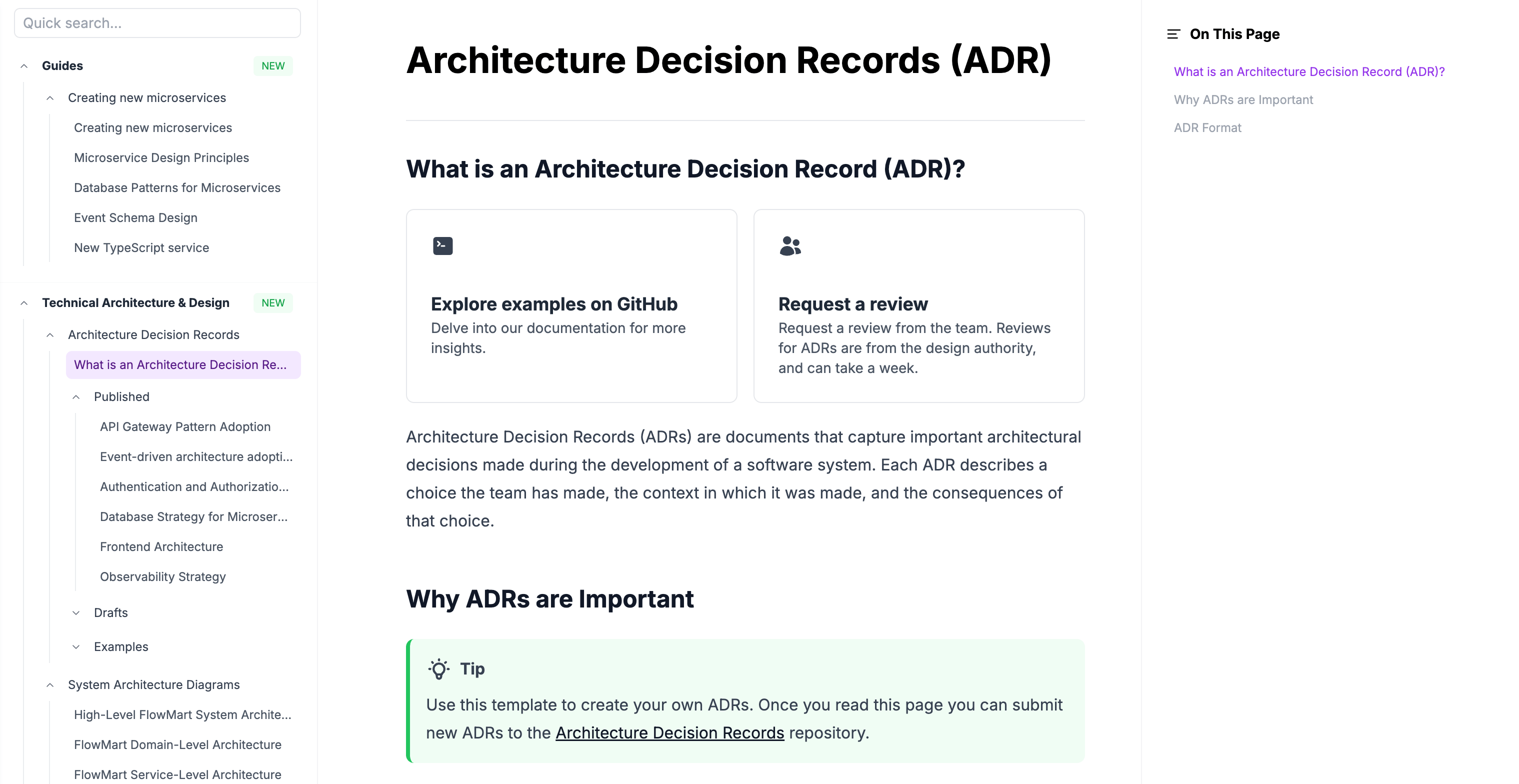 Example of custom documentation interface